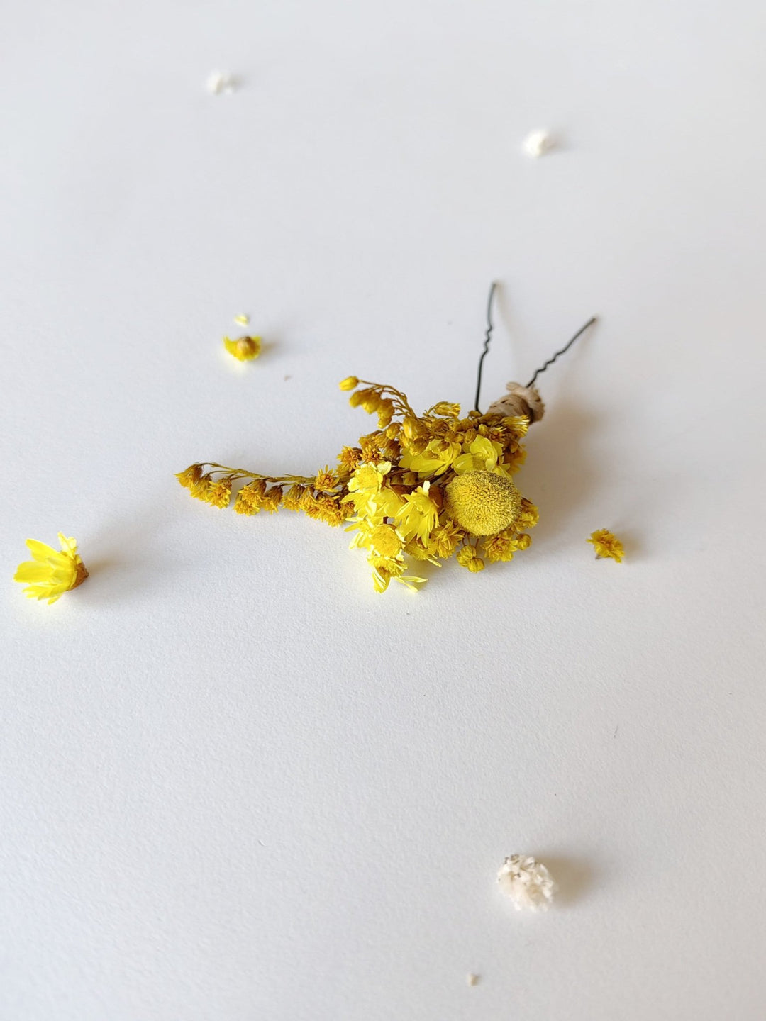 Preserved Flower Hair Pins: Lavender, Yellow & Blue, Rustic Wedding – handmade floral hair accessory by magaela