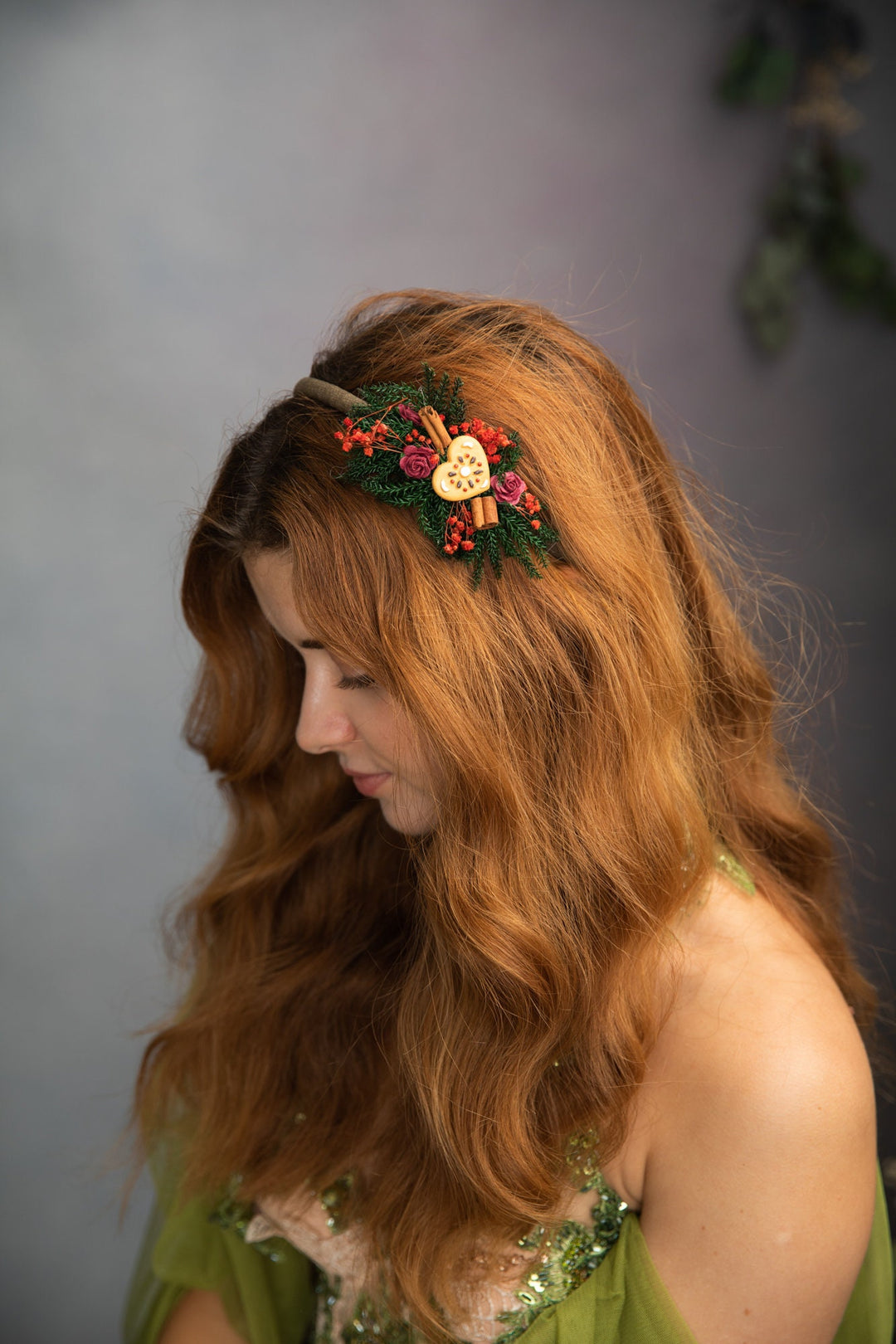 Christmas Flower Headband: Gingerbread Wedding Hair Accessory – handmade floral hair accessory by magaela