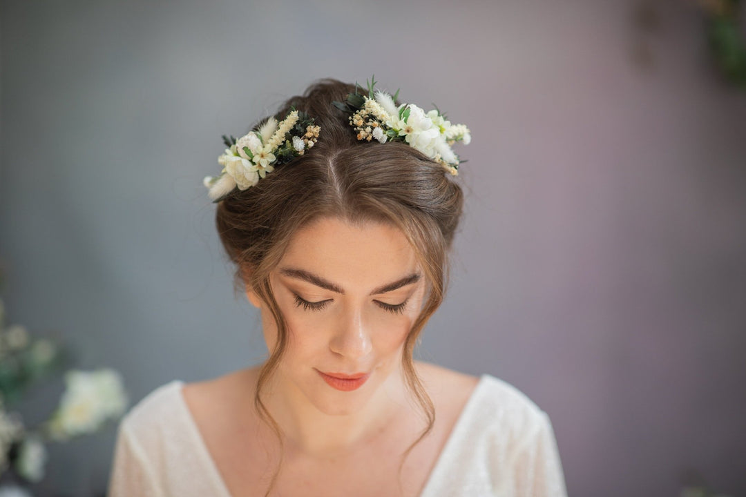 Bridal Peony Hair Comb: Greenery Wedding Headpiece – handmade floral hair accessory by magaela