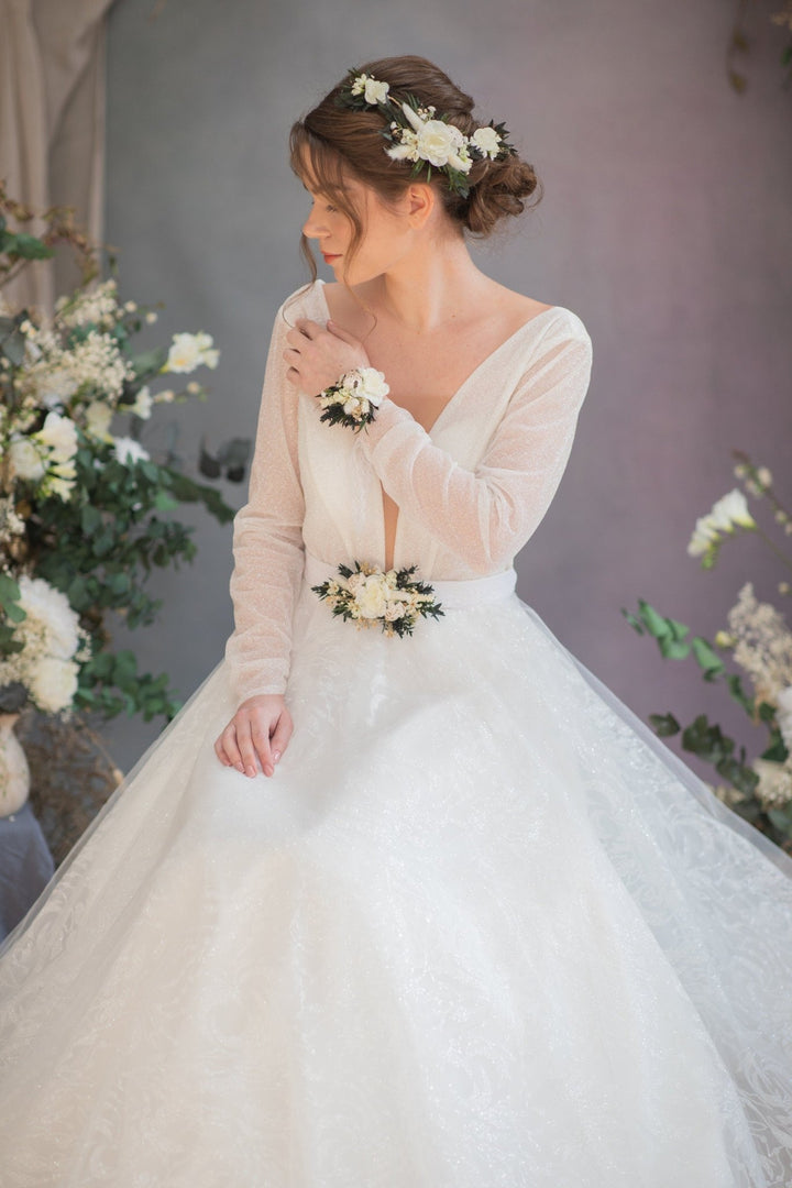 Eucalyptus Wedding Hair Vine: Greenery Flower Headpiece, Boho Bridal Comb – handmade floral hair accessory by magaela