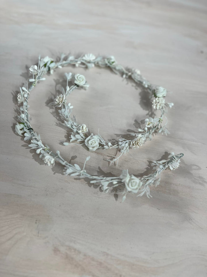 First Communion Flower Hair Garland: Handmade White Floral Vine – handmade floral hair accessory by magaela