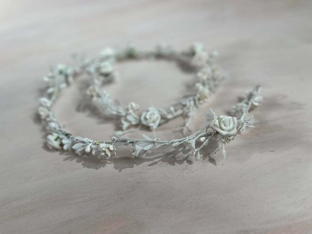 First Communion Flower Hair Garland: Handmade White Floral Vine – handmade floral hair accessory by magaela