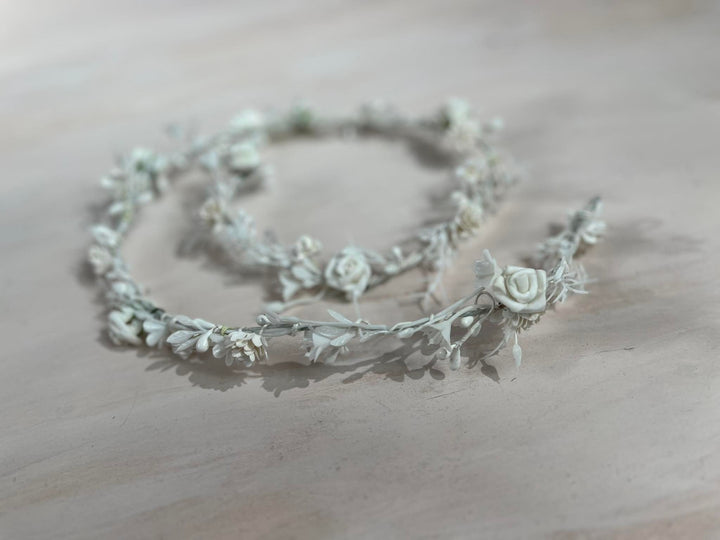 First Communion Flower Hair Garland: Handmade White Floral Vine – handmade floral hair accessory by magaela
