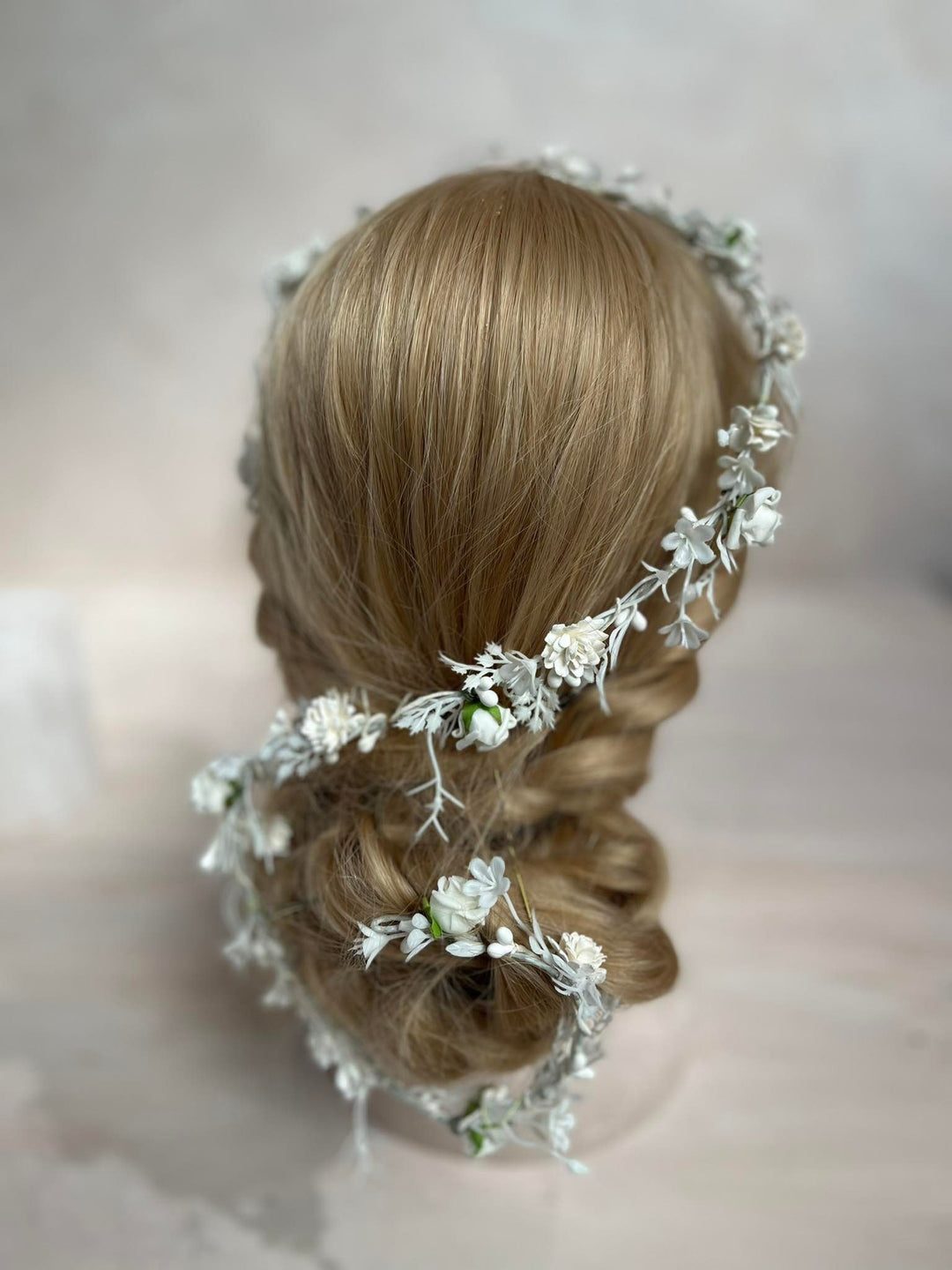 First Communion Flower Hair Garland: Handmade White Floral Vine – handmade floral hair accessory by magaela