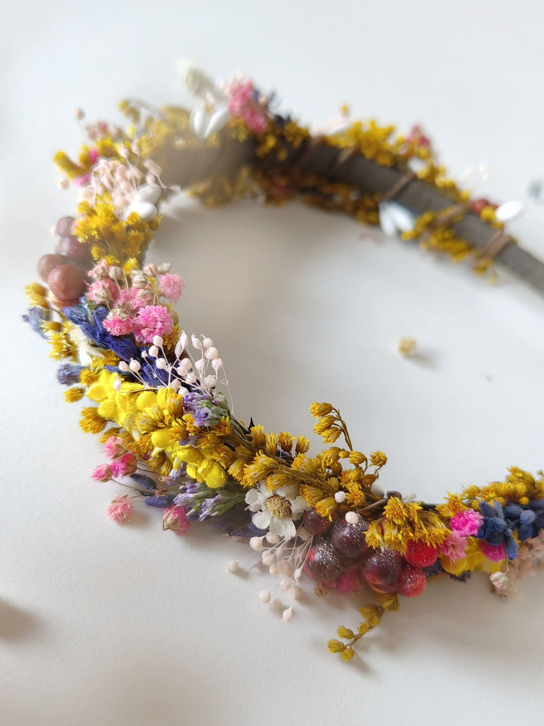 Dried Flower Bridal Headband: Natural Wedding Hair Piece – handmade floral hair accessory by magaela