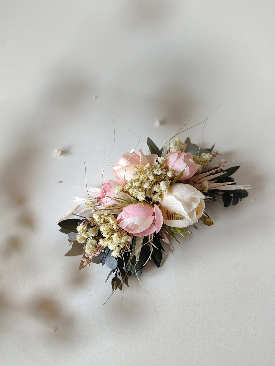 Blush Pink Peony Flower Hair Comb: Romantic Wedding Headpiece – handmade floral hair accessory by magaela
