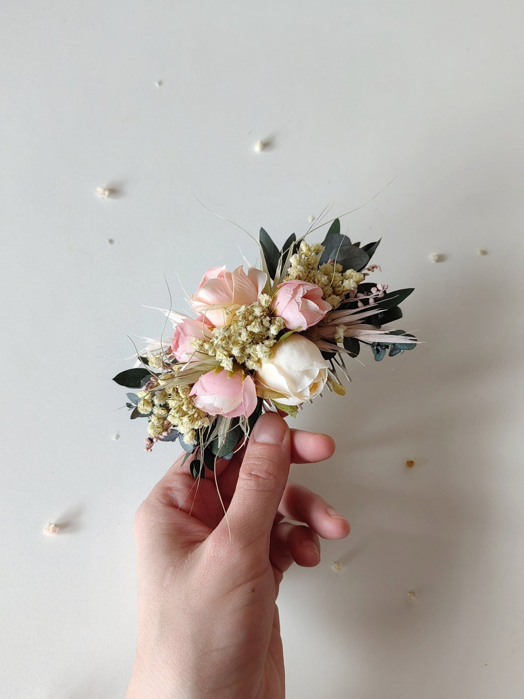Blush Pink Peony Flower Hair Comb: Romantic Wedding Headpiece – handmade floral hair accessory by magaela