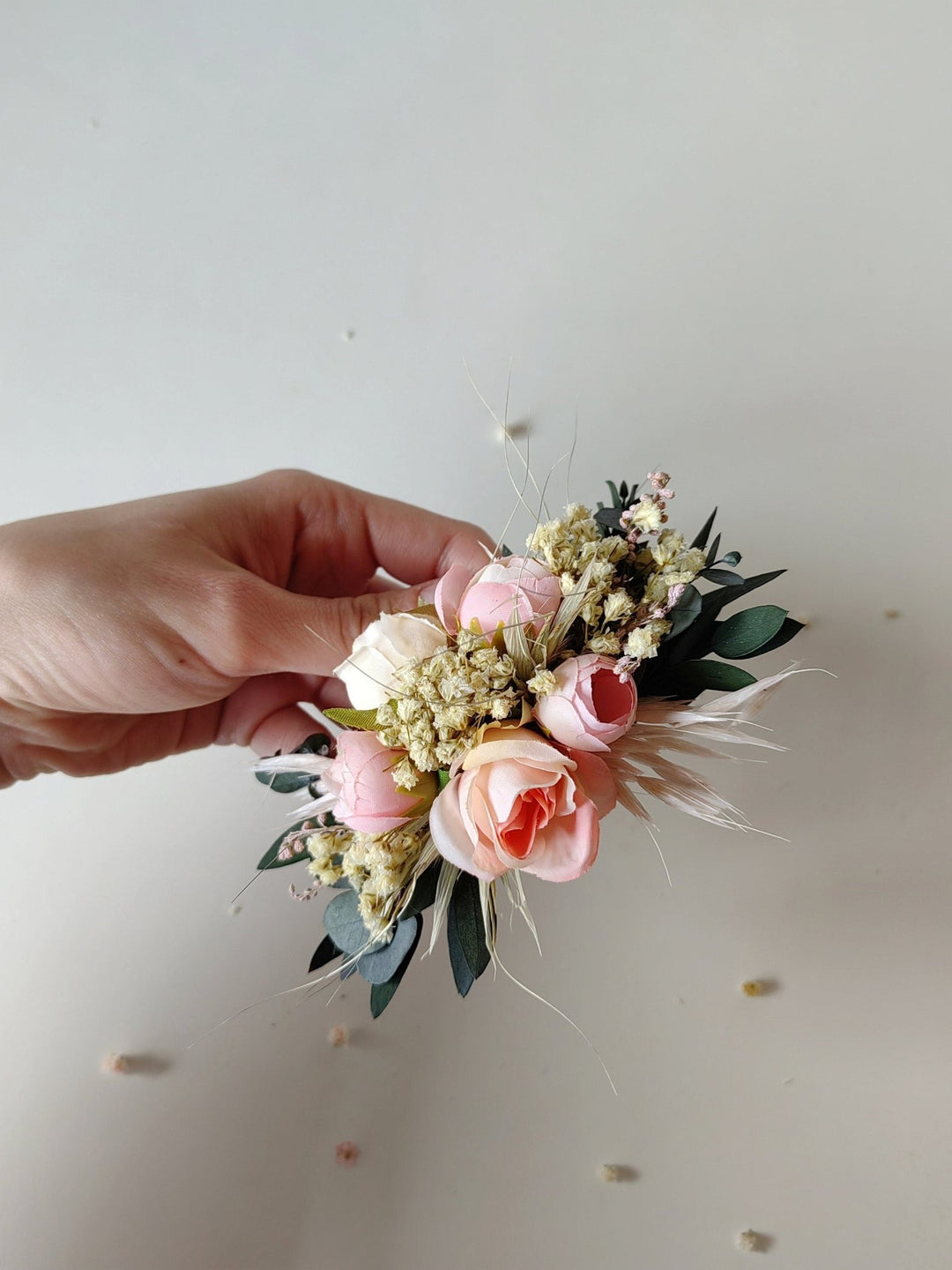 Blush Pink Peony Flower Hair Comb: Romantic Wedding Headpiece – handmade floral hair accessory by magaela
