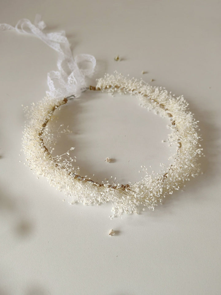 Baby's Breath Flower Crown: Ivory Wedding Wreath – handmade floral hair accessory by magaela