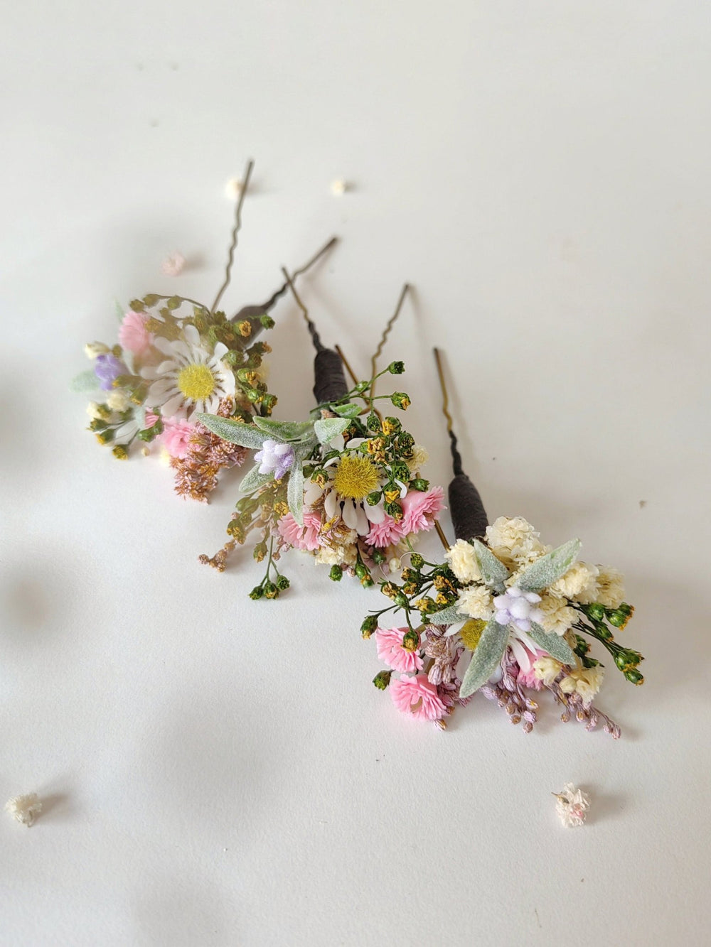 Daisy Hairpins: Meadow Flower Bridal Hair Accessories – handmade floral hair accessory by magaela