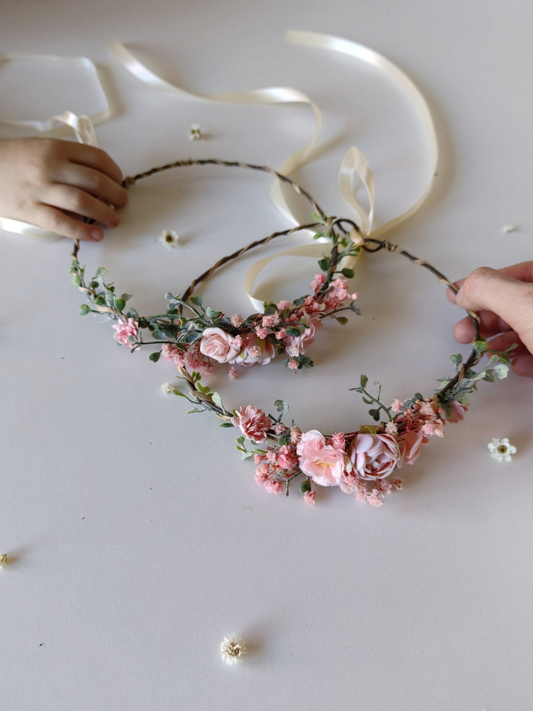 Pink Peony Flower Crown: Romantic Spring Wedding Hair Wreath – handmade floral hair accessory by magaela