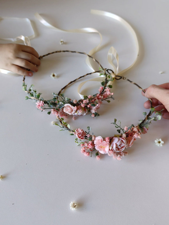 Pink Peony Flower Crown: Romantic Spring Wedding Hair Wreath – handmade floral hair accessory by magaela