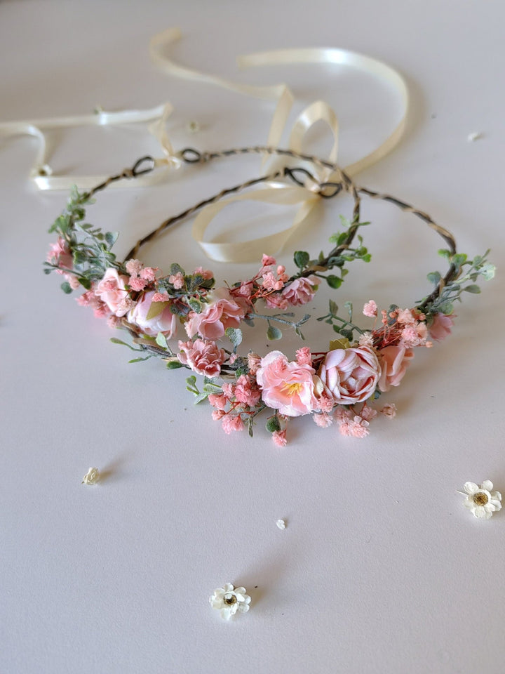 Pink Peony Flower Crown: Romantic Spring Wedding Hair Wreath – handmade floral hair accessory by magaela