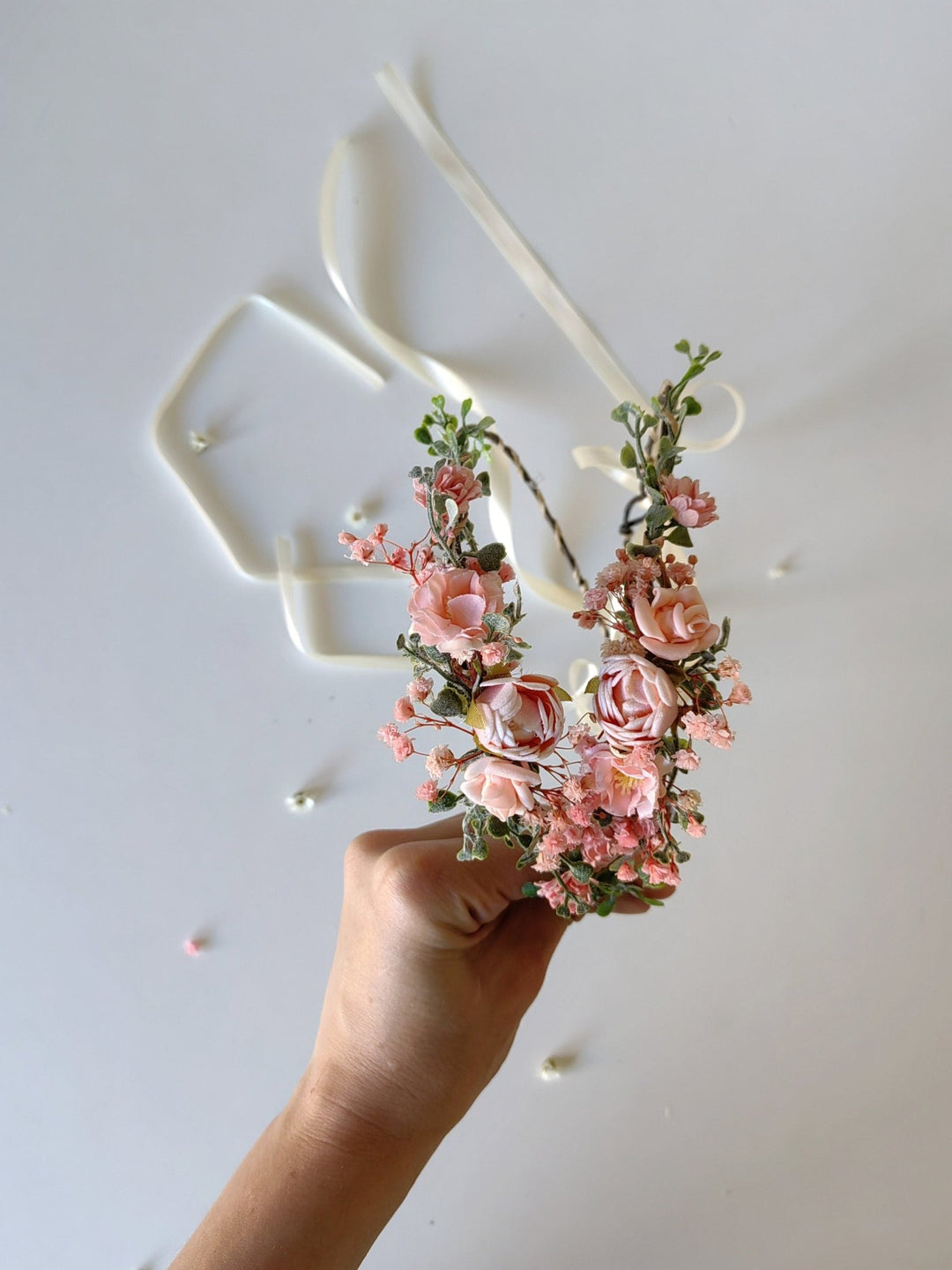 Pink Peony Flower Crown: Romantic Spring Wedding Hair Wreath – handmade floral hair accessory by magaela