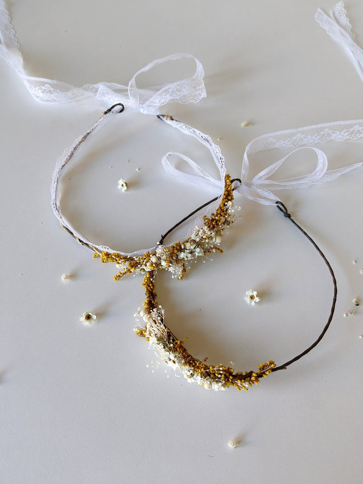 Preserved Flower Hair Wreath Set: Mother Daughter Matching Crowns – handmade floral hair accessory by magaela