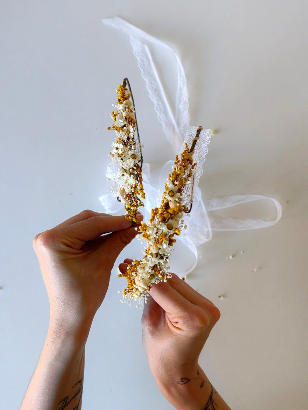 Preserved Flower Hair Wreath Set: Mother Daughter Matching Crowns – handmade floral hair accessory by magaela