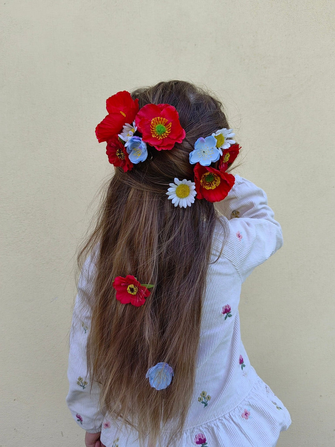 Meadow Flower Hairpins: Poppy & Wildflower Bridal Hair Accessories – handmade floral hair accessory by magaela