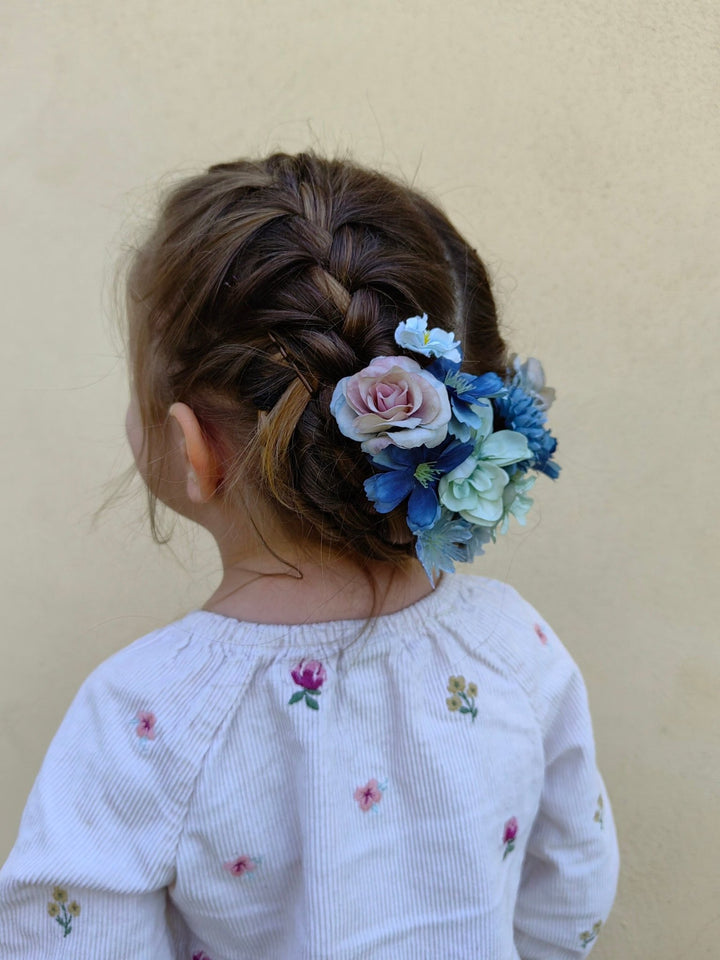 Blue Flower Hairpins: Boho Wedding Hair Accessories, Set of 14 – handmade floral hair accessory by magaela