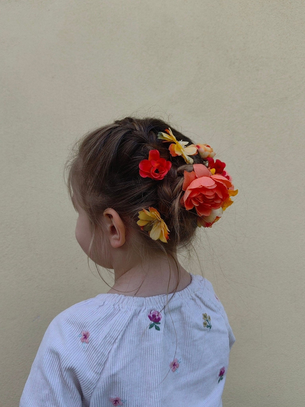 Orange & Yellow Flower Hair Pins: Boho Bridal Hair Accessory Set – handmade floral hair accessory by magaela