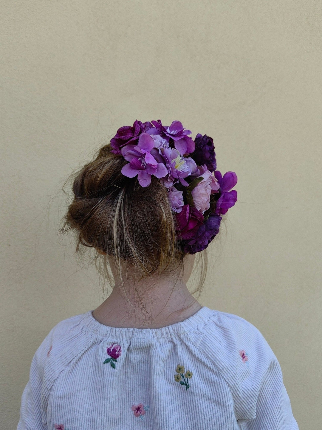 Purple Flower Hairpins: Boho Wedding Hair Accessory Set – handmade floral hair accessory by magaela
