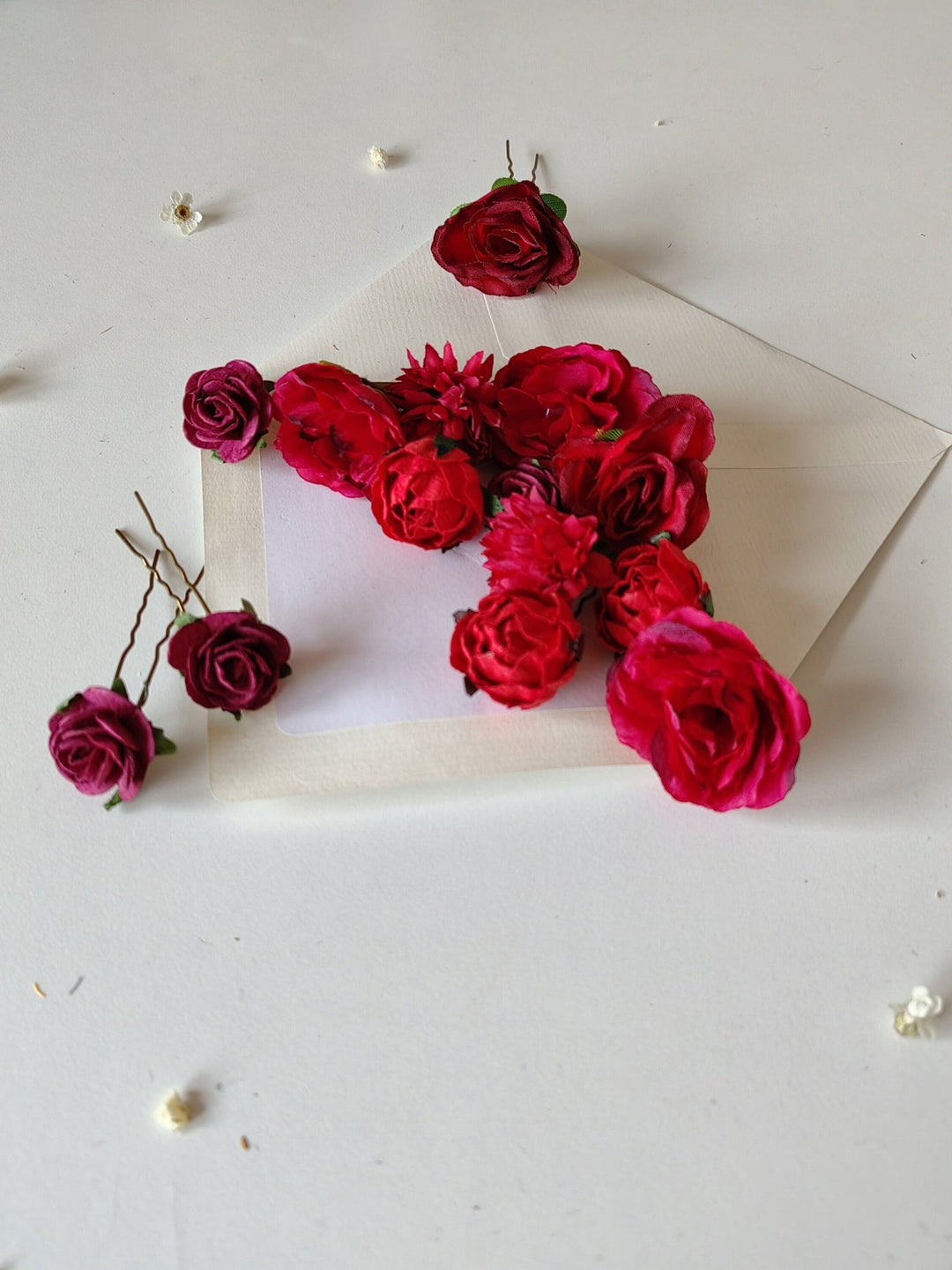 Red Burgundy Flower Hair Pins: Autumn Wedding Bridal Hair Accessories – handmade floral hair accessory by magaela