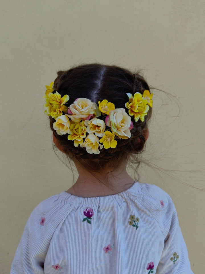 Yellow Flower Hair Pins: Spring Wedding Bridal Hair Accessories – handmade floral hair accessory by magaela