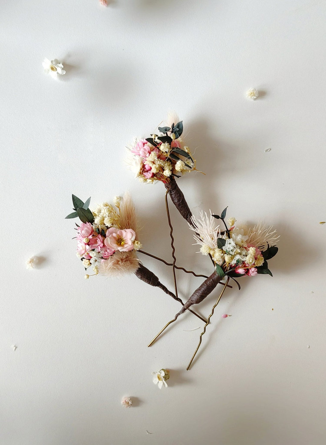 Pink Floral Wedding Hairpins: Romantic Bridal Hair Jewelry – handmade floral hair accessory by magaela