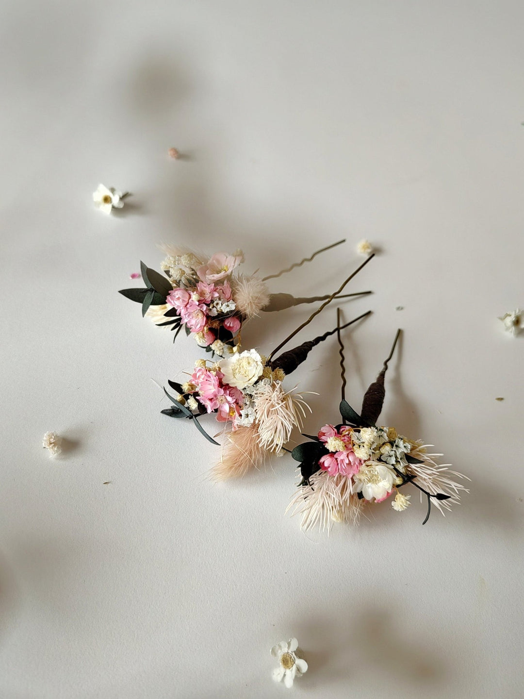Pink Floral Wedding Hairpins: Romantic Bridal Hair Jewelry – handmade floral hair accessory by magaela