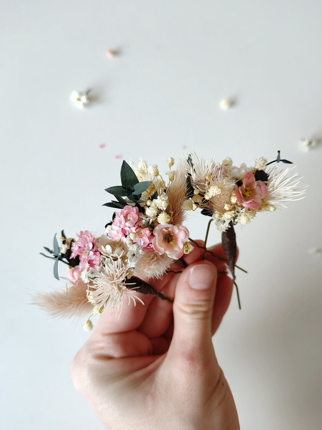 Pink Floral Wedding Hairpins: Romantic Bridal Hair Jewelry – handmade floral hair accessory by magaela