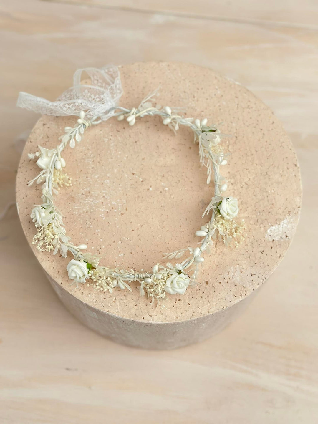 White Rose Communion Wreath: Flower Crown for Girls – handmade floral hair accessory by magaela