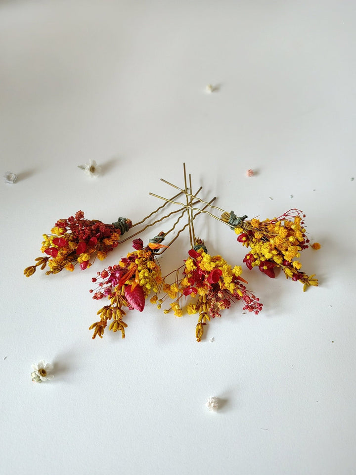 Autumn Dried Flower Hairpins: Bridal Wedding Hair Accessory – handmade floral hair accessory by magaela
