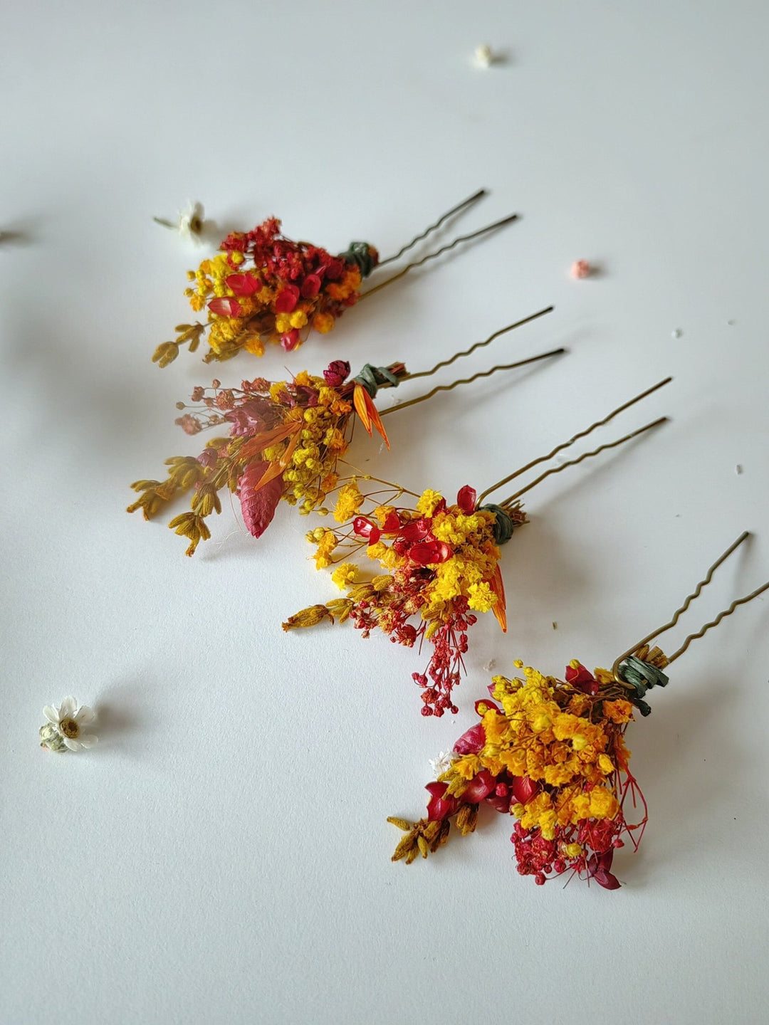 Autumn Dried Flower Hairpins: Bridal Wedding Hair Accessory – handmade floral hair accessory by magaela