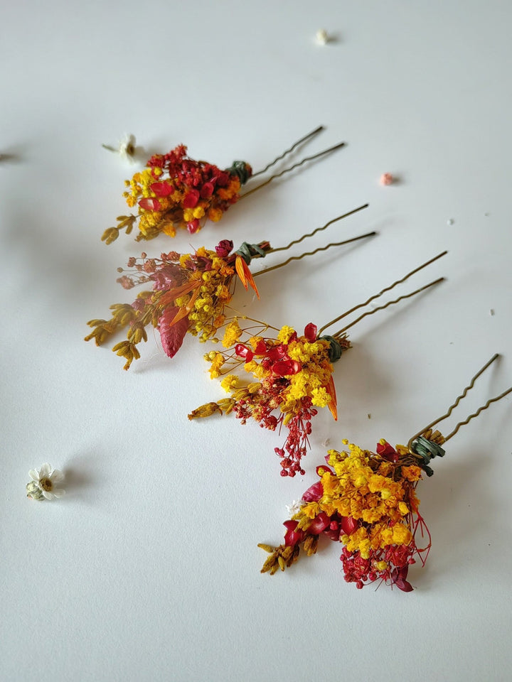Autumn Dried Flower Hairpins: Bridal Wedding Hair Accessory – handmade floral hair accessory by magaela