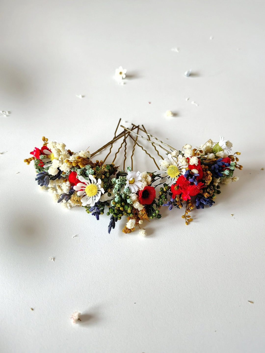 Floral Hair Pins: Folk Meadow Wedding Accessories – handmade floral hair accessory by magaela