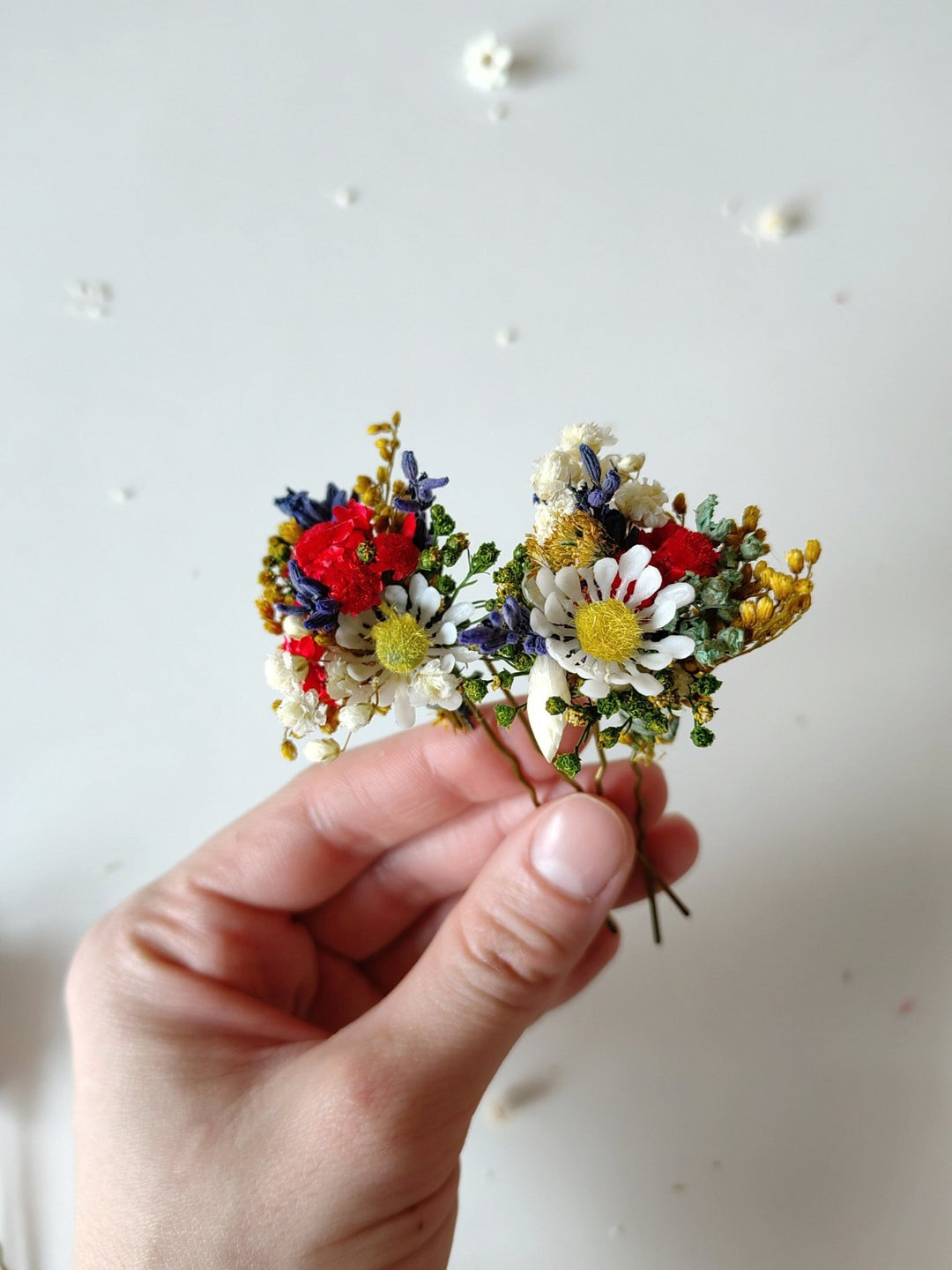 Floral Hair Pins: Folk Meadow Wedding Accessories – handmade floral hair accessory by magaela