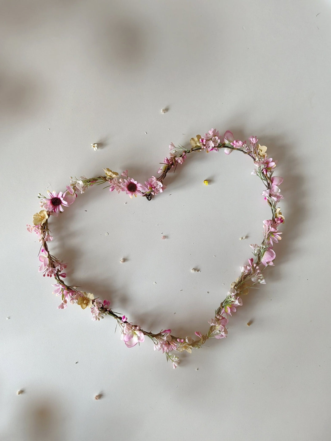 Pink Flower Hair Garland: Romantic Bridal Wreath, Cottagecore Style – handmade floral hair accessory by magaela