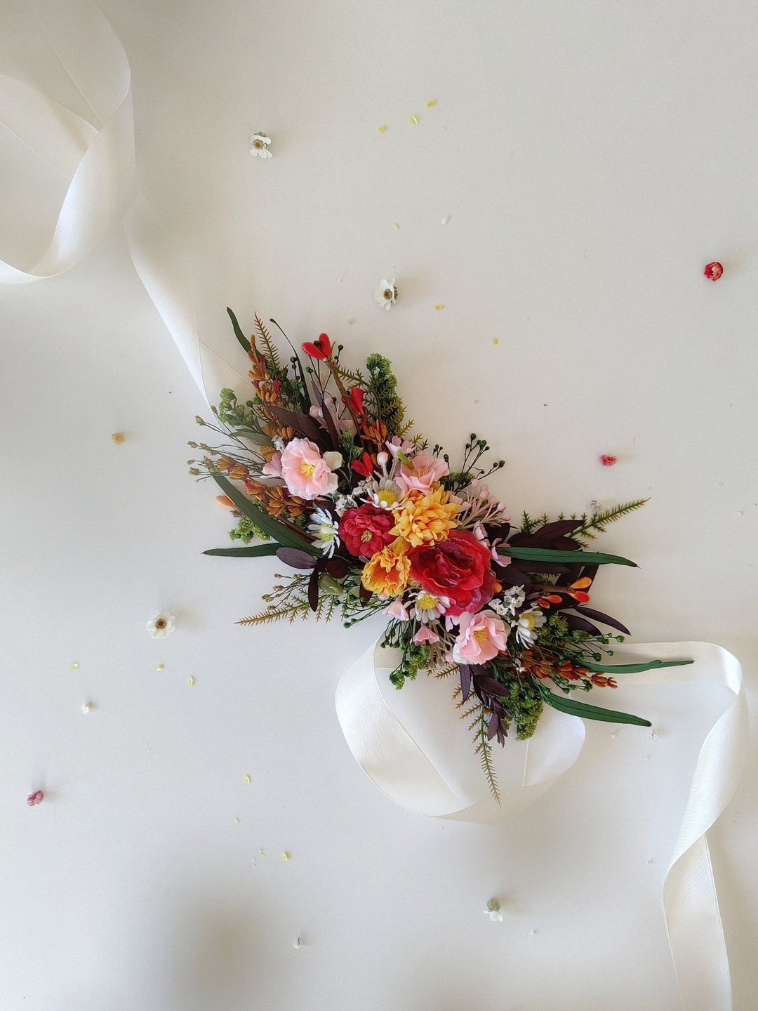 Handmade Summer Flower Bridal Belt: Colorful Wedding Sash – handmade floral hair accessory by magaela