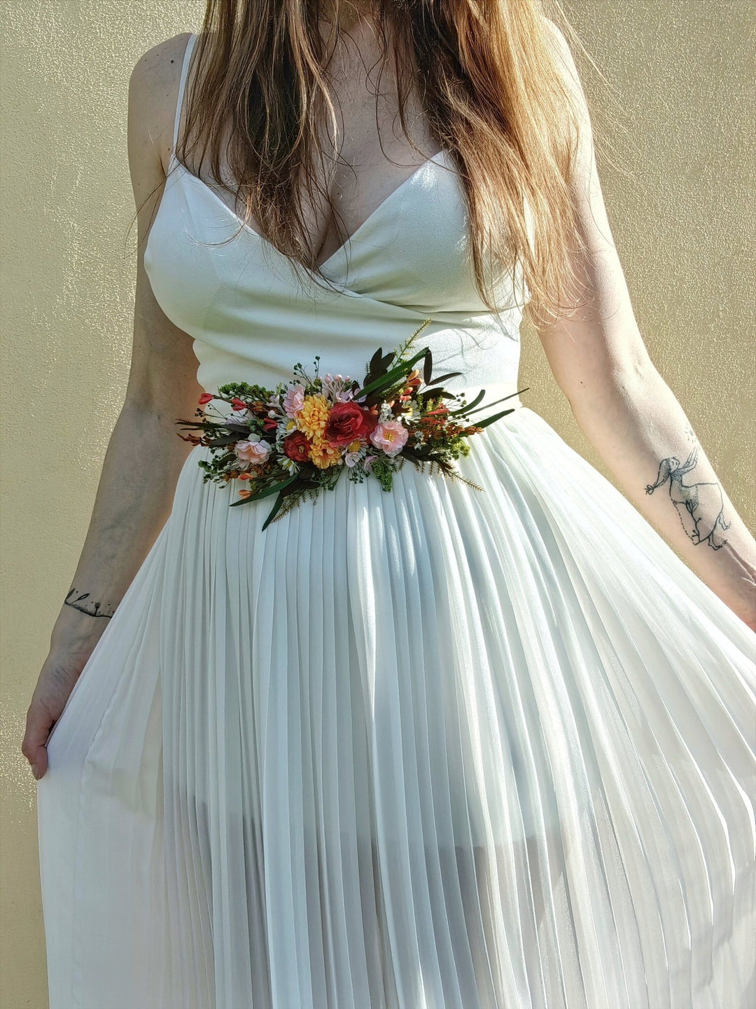 Handmade Summer Flower Bridal Belt: Colorful Wedding Sash – handmade floral hair accessory by magaela