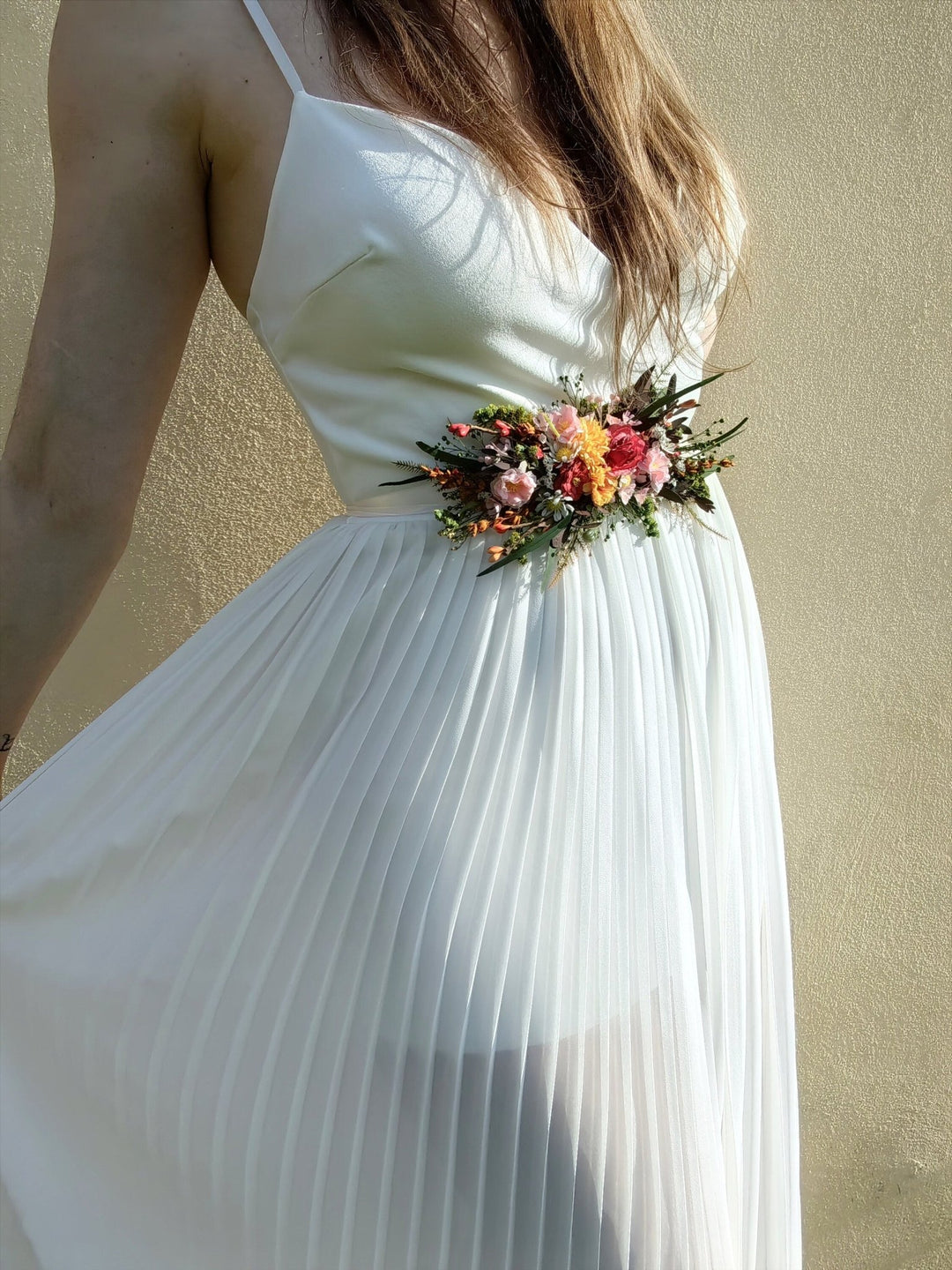 Handmade Summer Flower Bridal Belt: Colorful Wedding Sash – handmade floral hair accessory by magaela