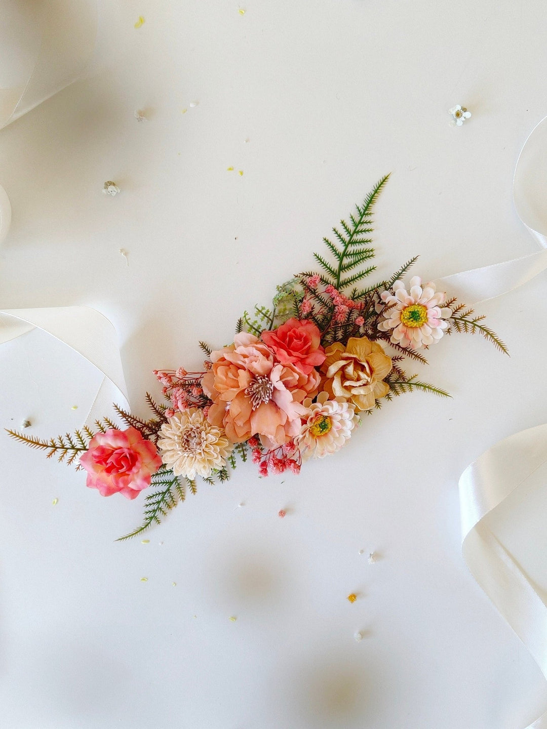 Blush Peach Flower Belt: Boho Bridal Wedding Dress Accessory – handmade floral hair accessory by magaela