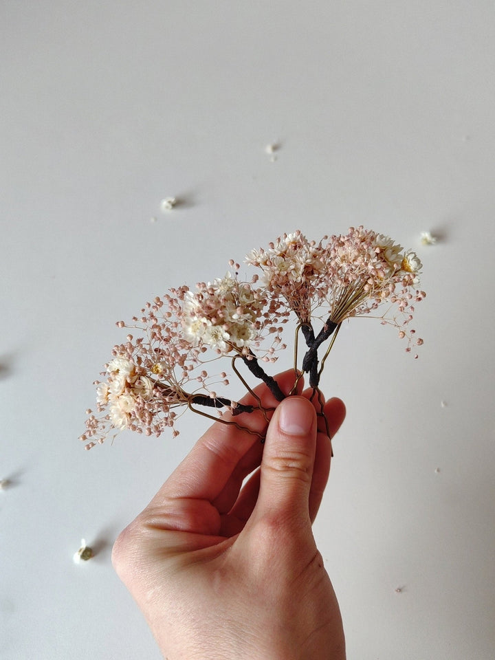 Rose Gold Wedding Hair Pins: Ivory Flower Bridal Accessory – handmade floral hair accessory by magaela