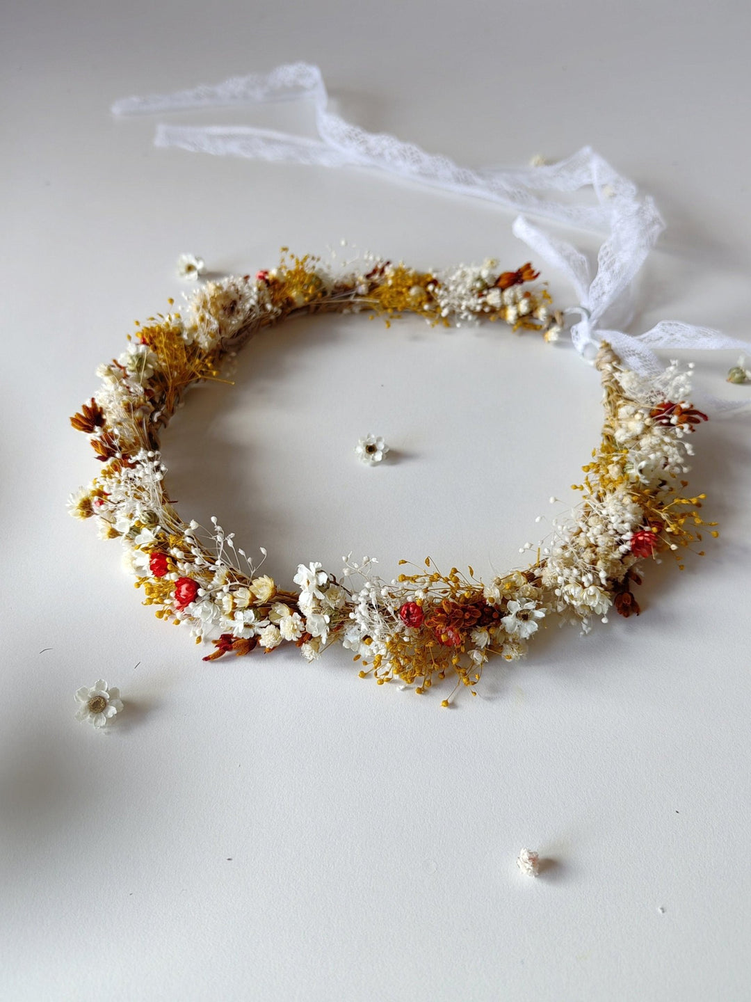 Terracotta Flower Bridal Crown: Preserved Cottagecore Wedding Wreath – handmade floral hair accessory by magaela