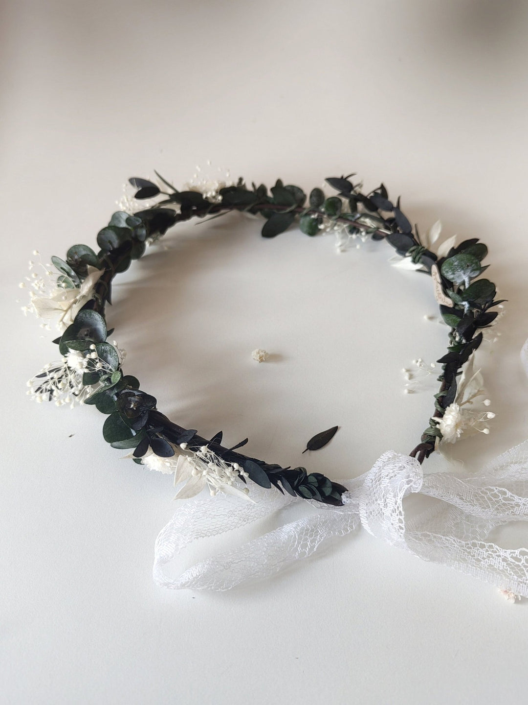 Eucalyptus Flower Wreath: Greenery Bridal Crown, Rustic Wedding Hair – handmade floral hair accessory by magaela
