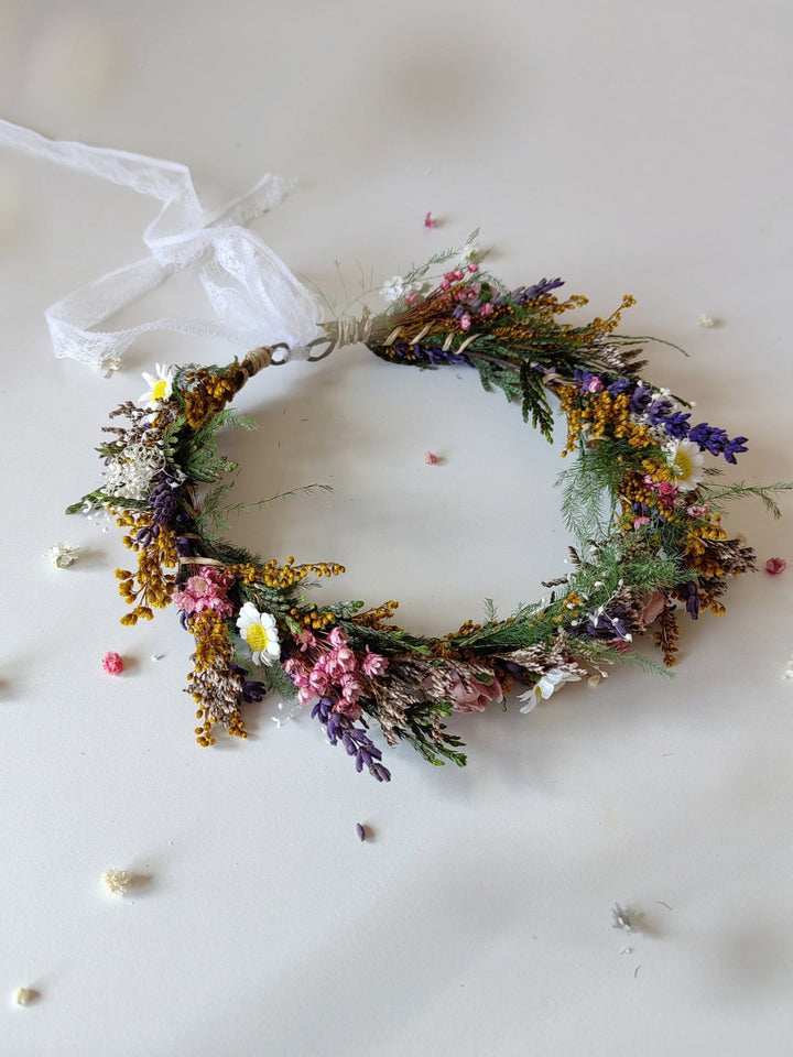 Woodland Flower Wreath: Boho Wedding Bridal Hair Crown – handmade floral hair accessory by magaela