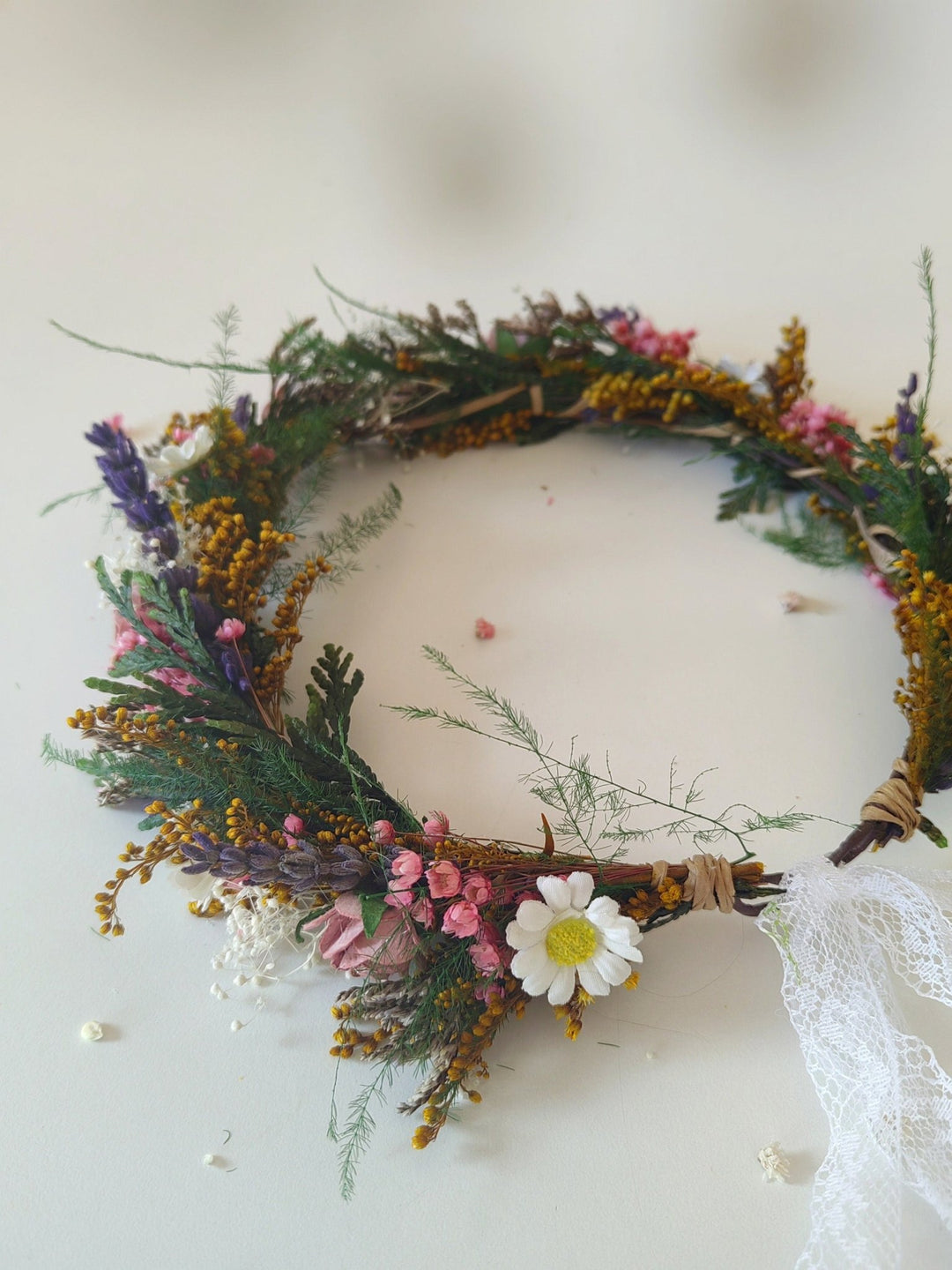 Woodland Flower Wreath: Boho Wedding Bridal Hair Crown – handmade floral hair accessory by magaela