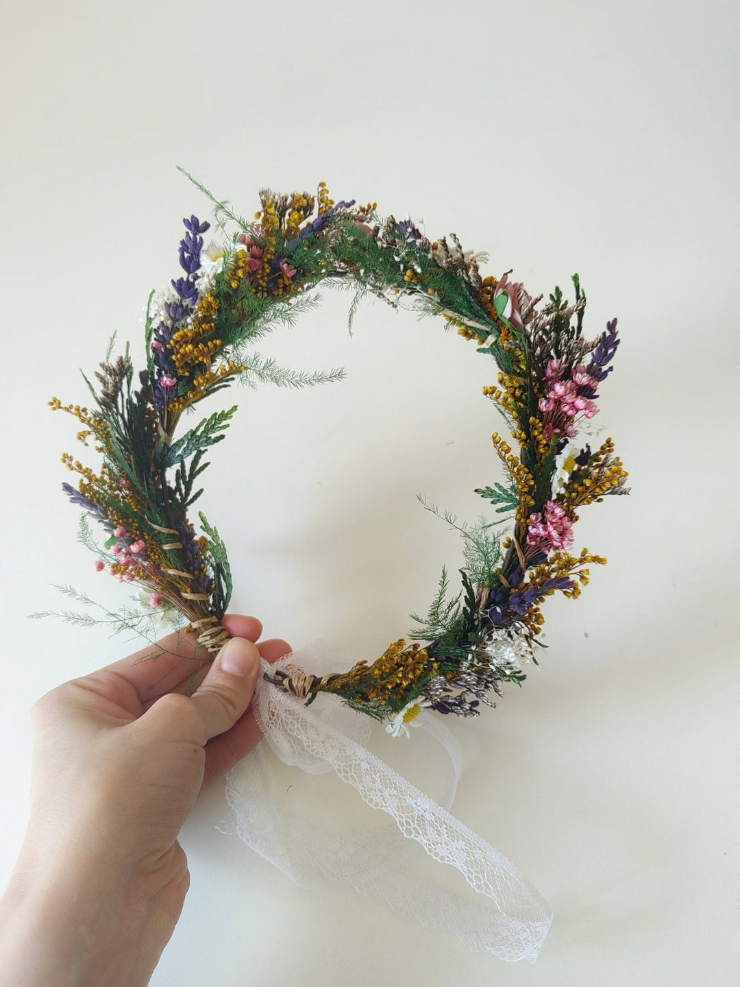 Woodland Flower Wreath: Boho Wedding Bridal Hair Crown – handmade floral hair accessory by magaela