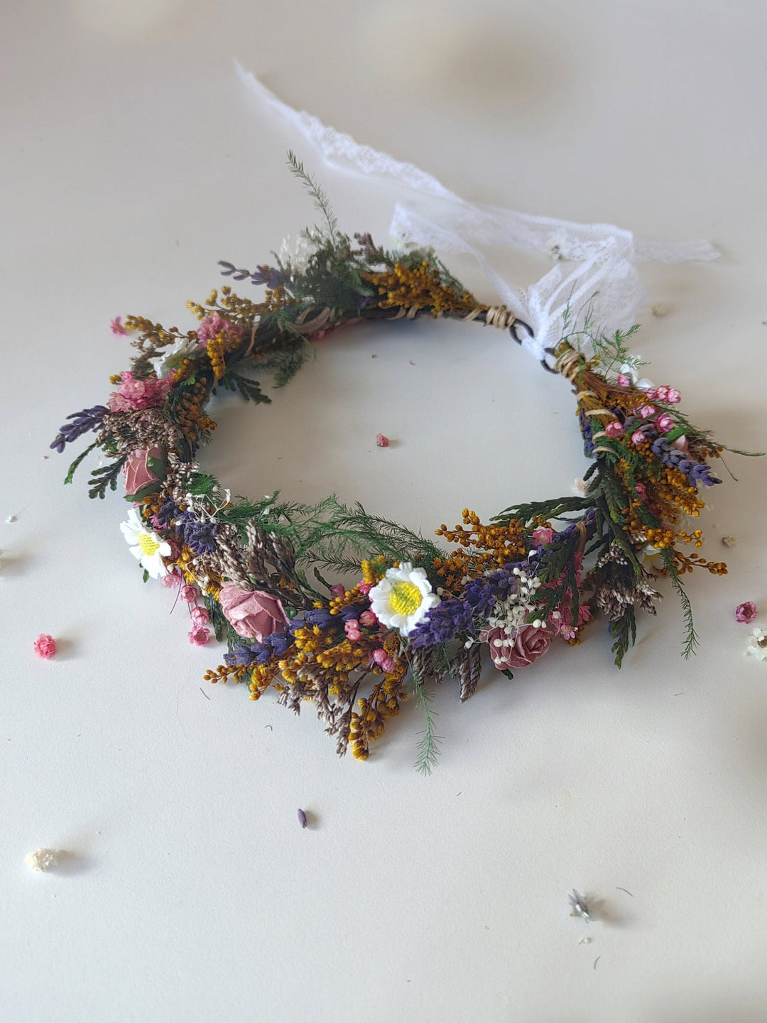 Woodland Flower Wreath: Boho Wedding Bridal Hair Crown – handmade floral hair accessory by magaela