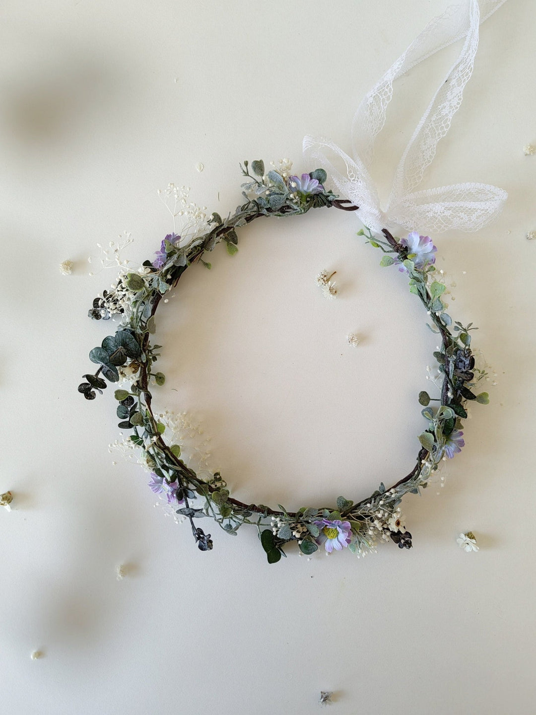 Daisy Eucalyptus Flower Wreath: Bridal Hair Accessory, Romantic Wedding – handmade floral hair accessory by magaela
