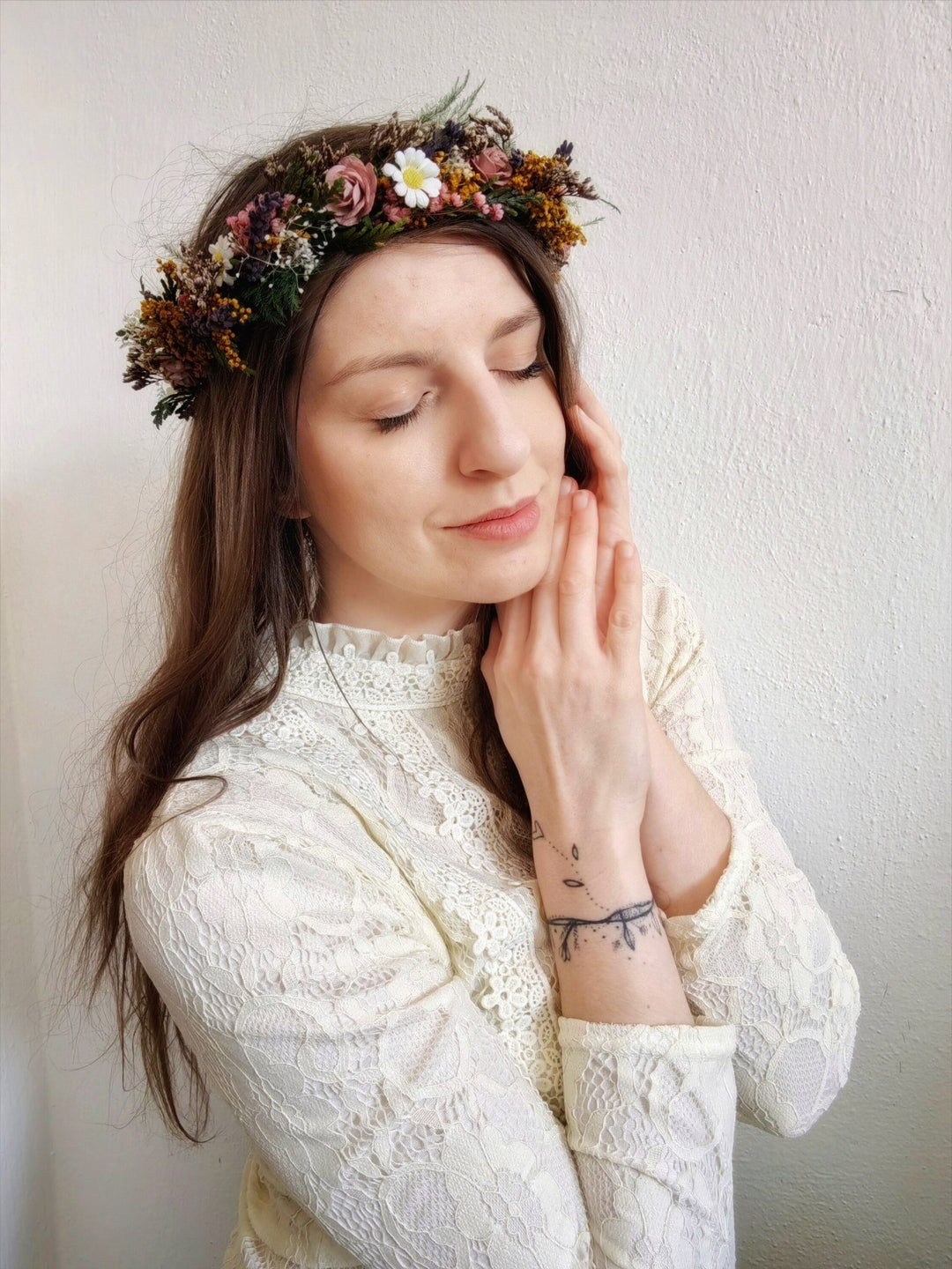 Woodland Flower Wreath: Boho Wedding Bridal Hair Crown – handmade floral hair accessory by magaela