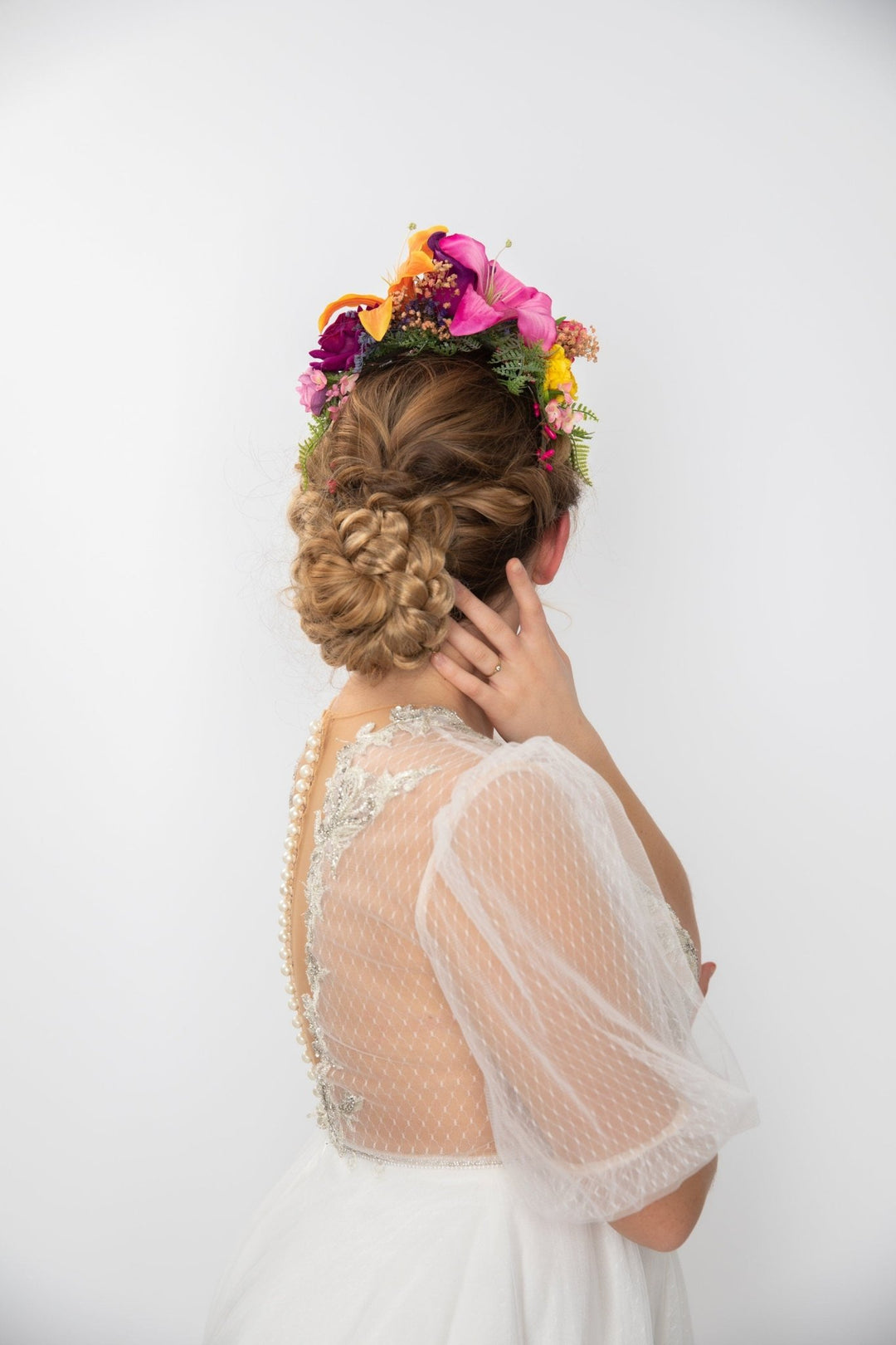 Frida Flower Headband: Lily, Fuchsia, Summer Wedding Headpiece – handmade floral hair accessory by magaela